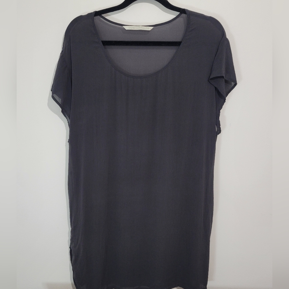 SILK BLACK MIDI DRESS CUSTOMMADE BRAND EU 38 MEDIUM